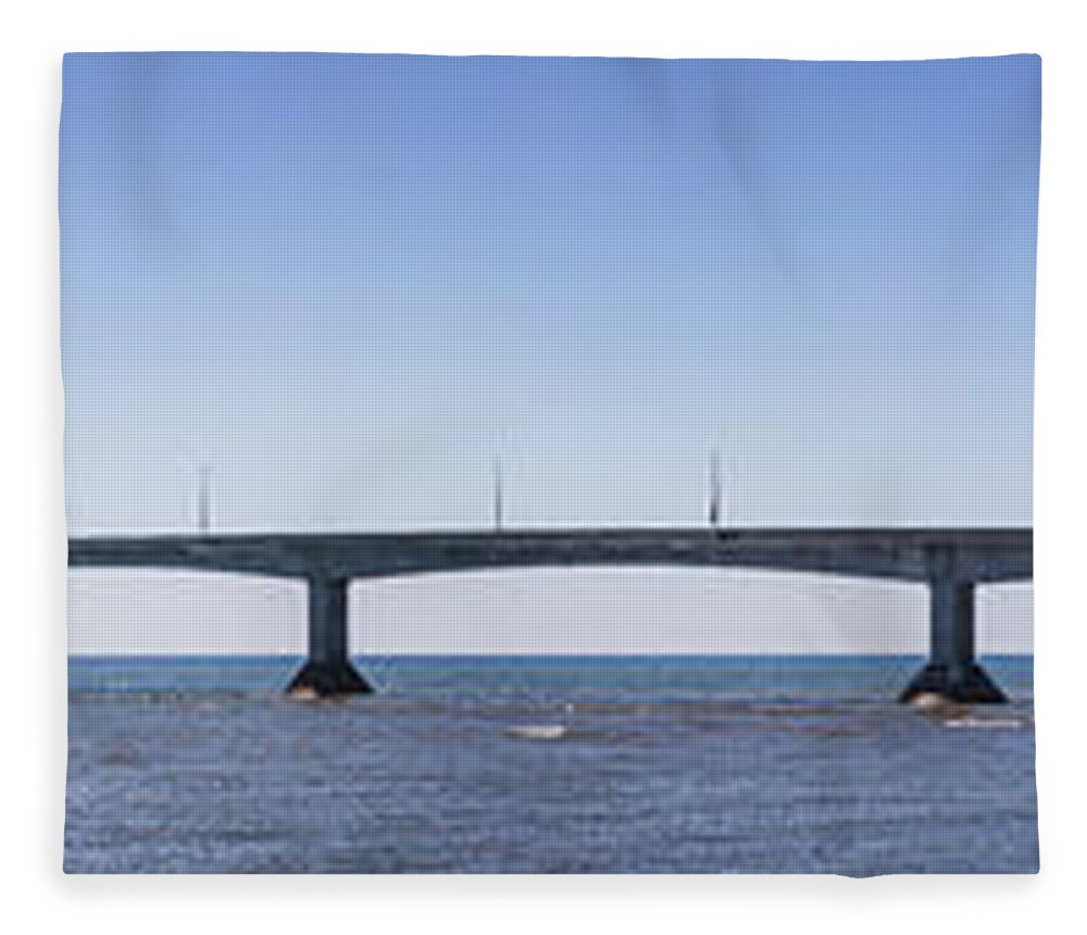 Bridge Fleece Blanket featuring the photograph Confederation Bridge panorama 3 by Elena Elisseeva