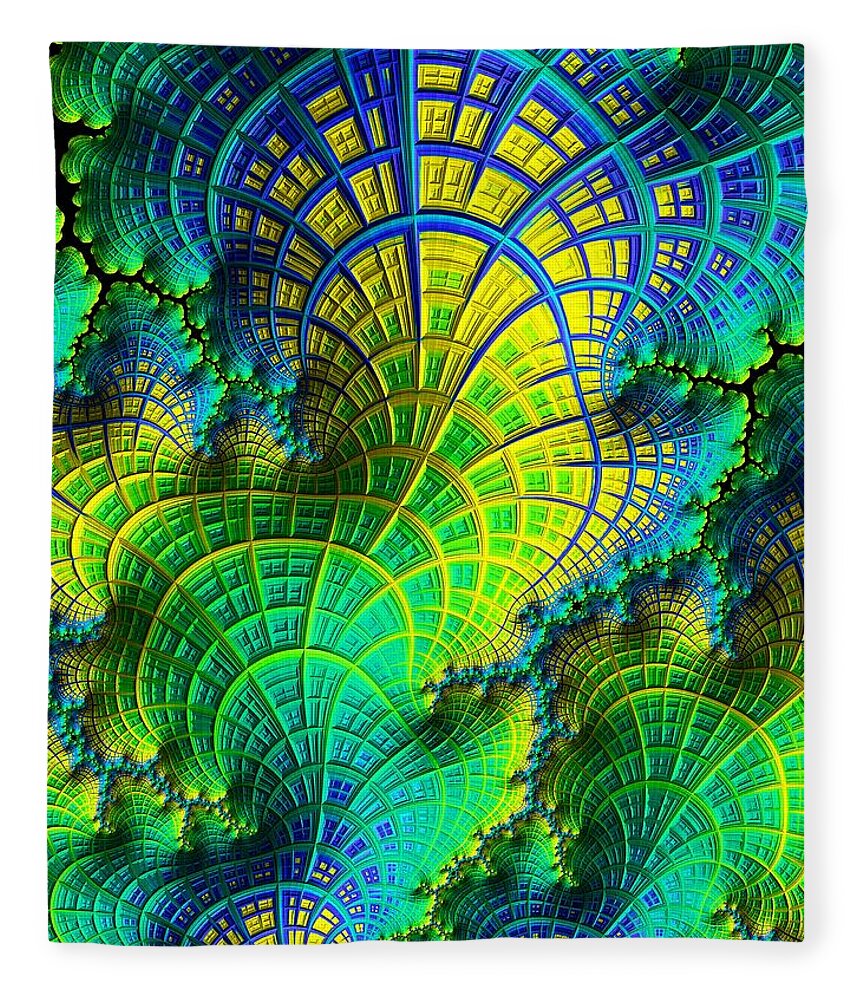 Coral Electric Fleece Blanket featuring the digital art Coral Electric by Susan Maxwell Schmidt