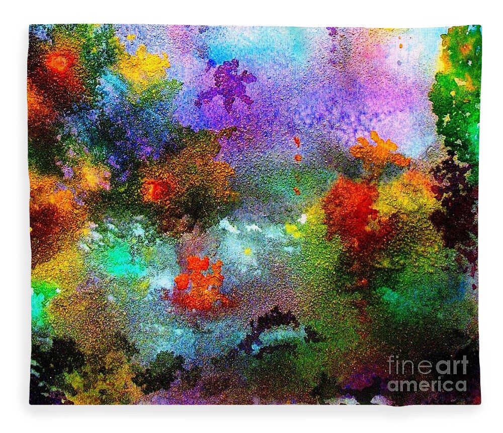 Coral Reef Fleece Blanket featuring the painting Coral Reef Impression 1 by Hazel Holland