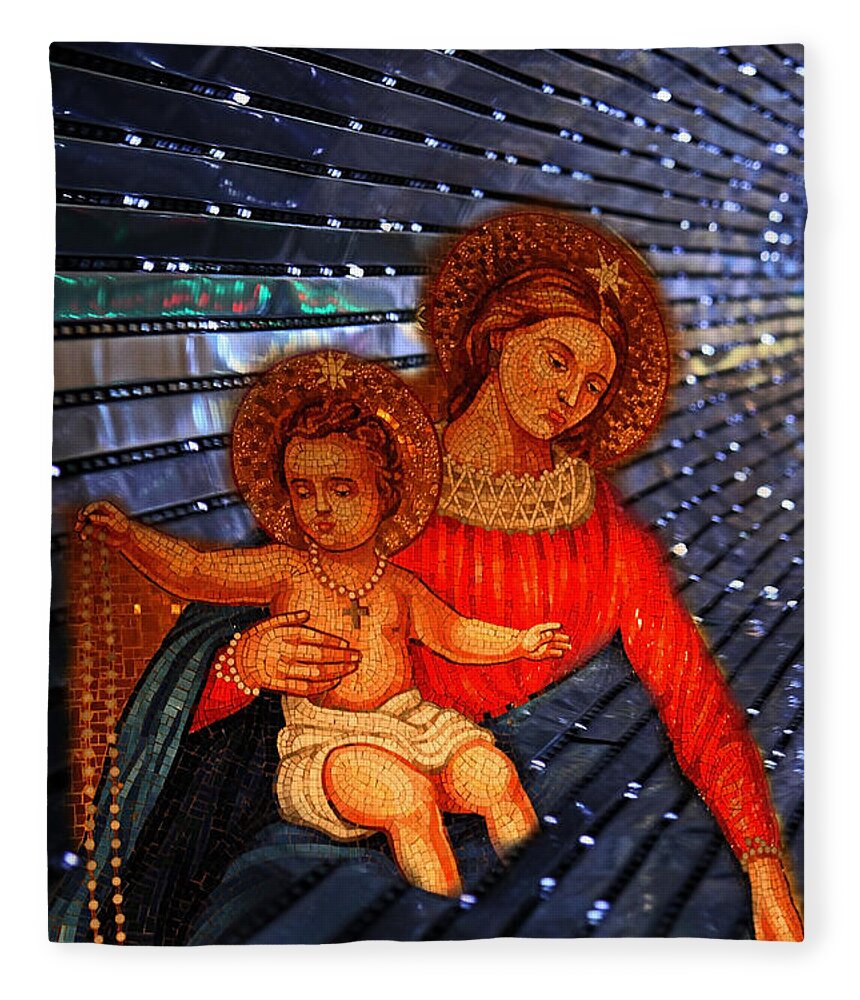 Mary Fleece Blanket featuring the digital art Cosmic Mother and Child by William Rockwell
