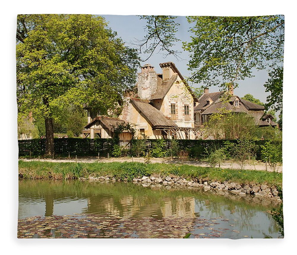 Cottage Fleece Blanket featuring the photograph Cottage in the Hameau de la Reine by Jennifer Ancker