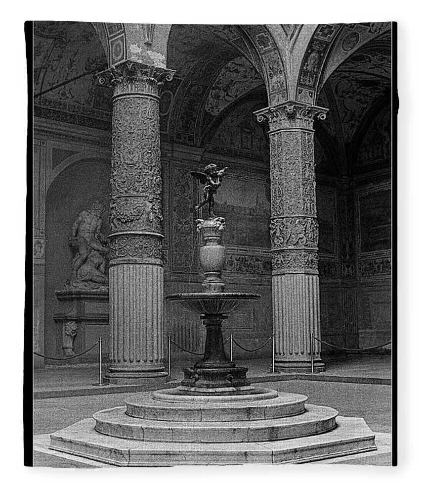 Courtyard Palazzo Becchio Fleece Blanket featuring the photograph Courtyard Fountain by Weston Westmoreland