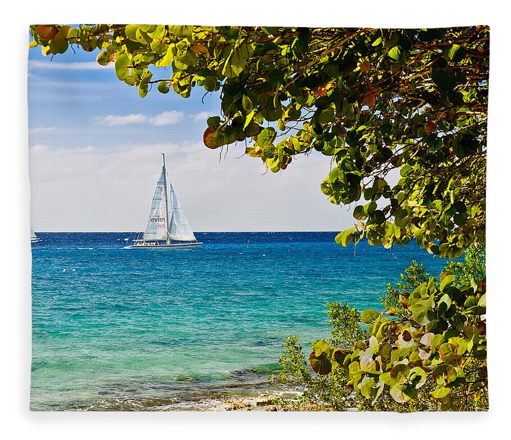 Cozumel Fleece Blanket featuring the photograph Cozumel Sailboats by Mitchell R Grosky