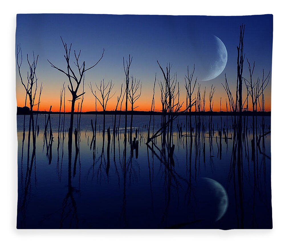 Crescent Moon Fleece Blanket featuring the photograph The Crescent Moon by Raymond Salani III
