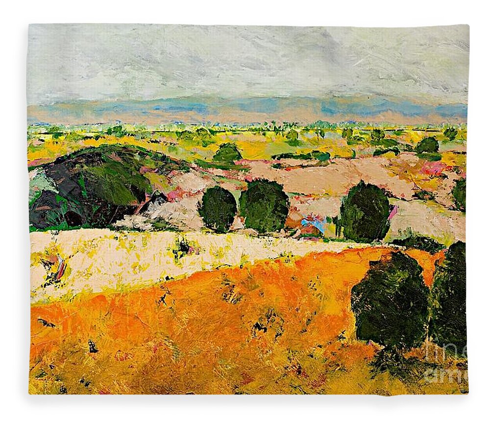 Landscape Fleece Blanket featuring the painting Crossing Paradise by Allan P Friedlander