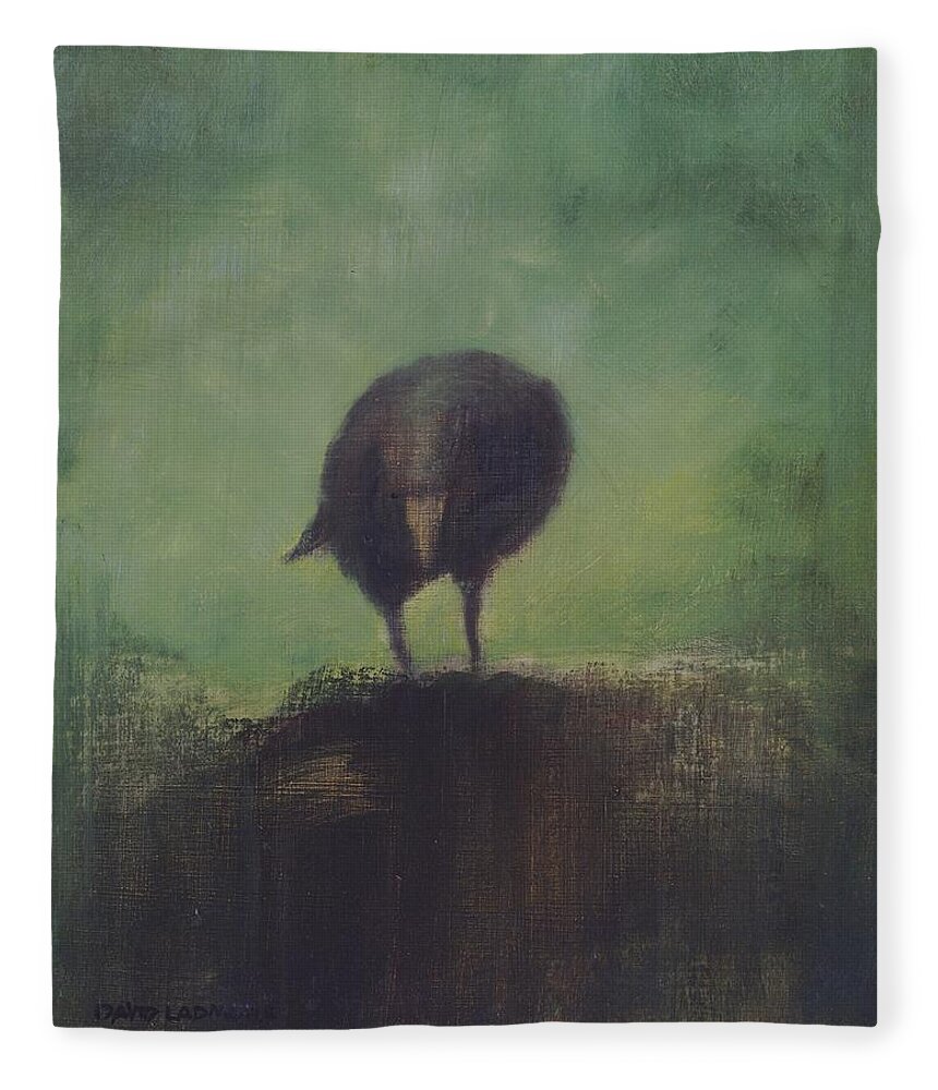 Crow Fleece Blanket featuring the painting Crow 12 by David Ladmore