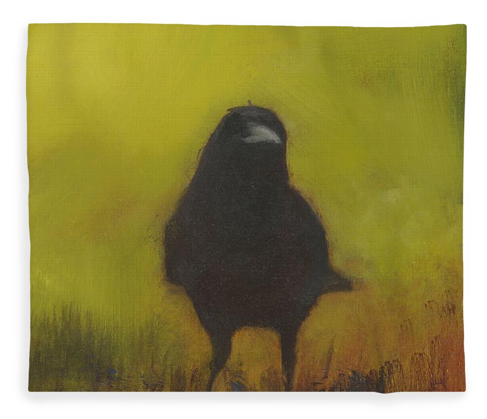 Crow Fleece Blanket featuring the painting Crow 13 by David Ladmore