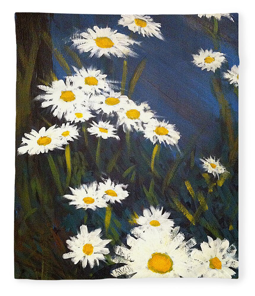 Daisies Fleece Blanket featuring the painting Daisies by Steve Gamba