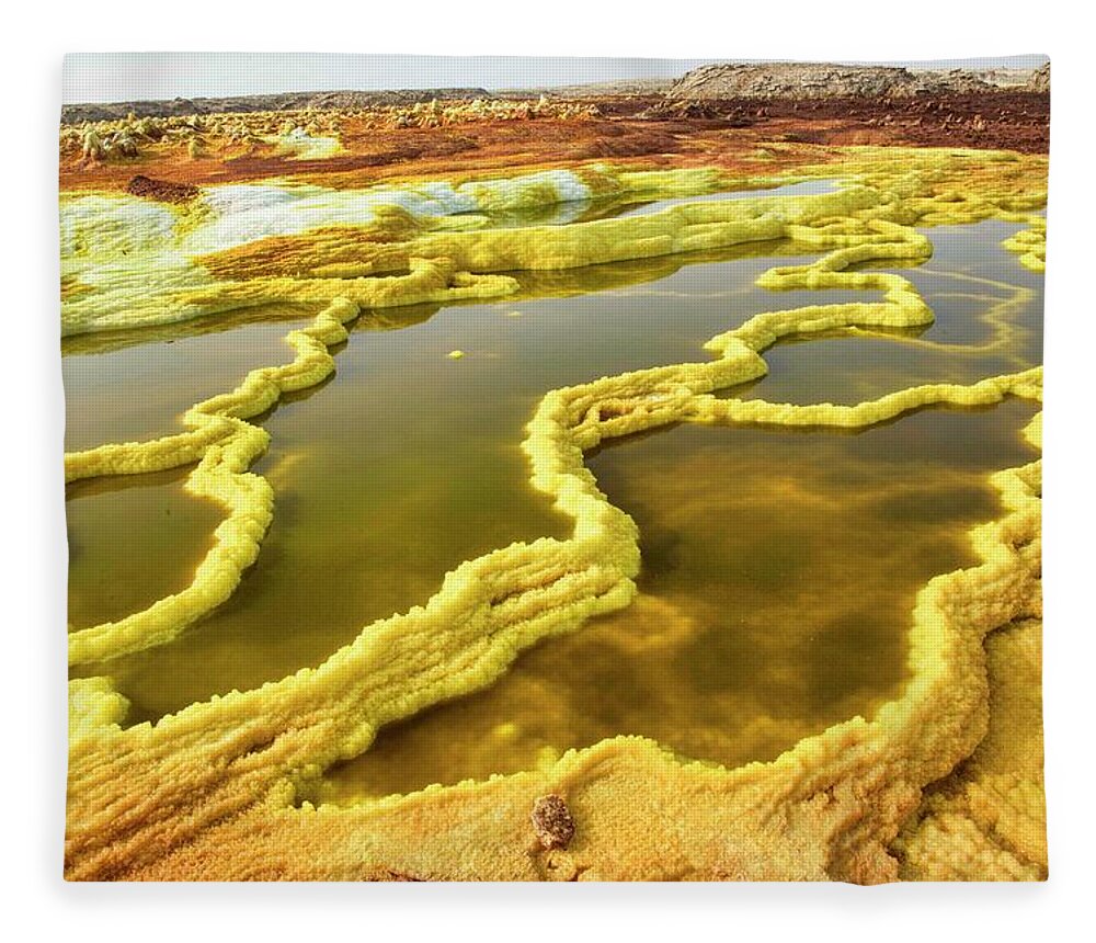 Scenics Fleece Blanket featuring the photograph Dallol Surreal Landscape, Danakil by Dave Stamboulis Travel Photography