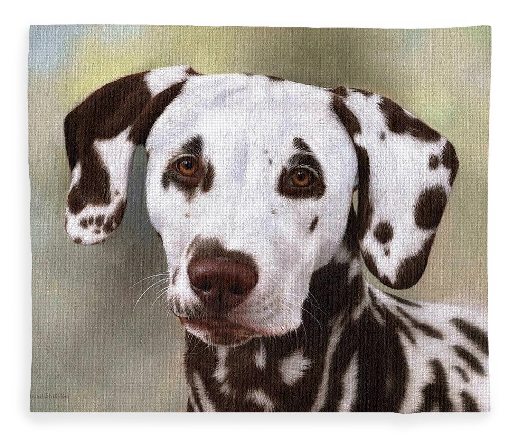 Dog Fleece Blanket featuring the painting Dalmatian Painting by Rachel Stribbling