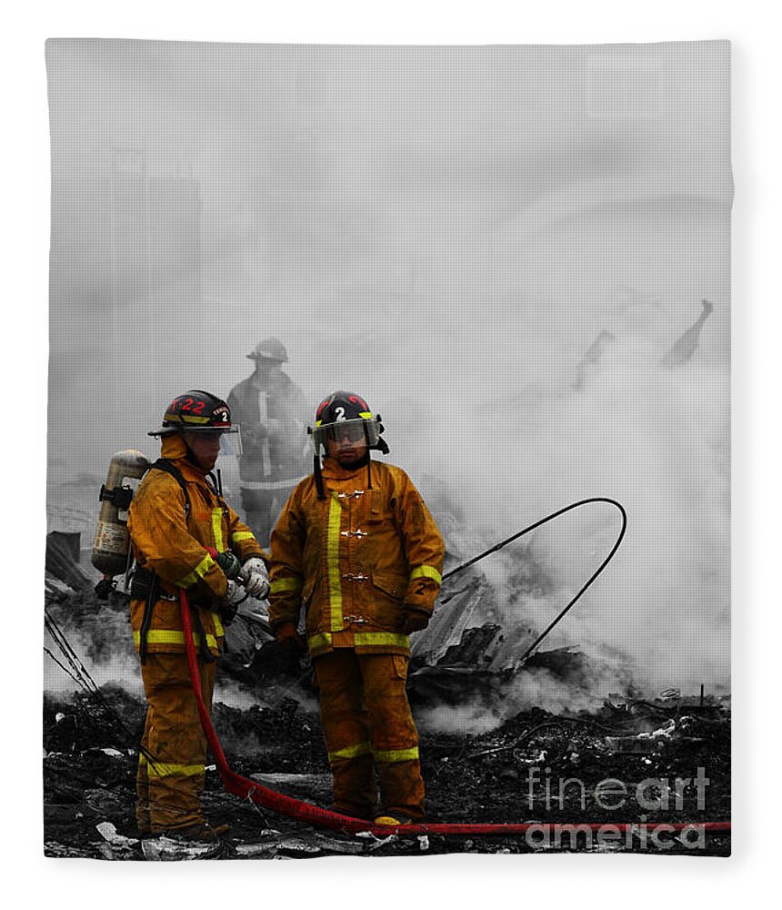 Firefighters Fleece Blanket featuring the photograph Damage Assessment by James Brunker