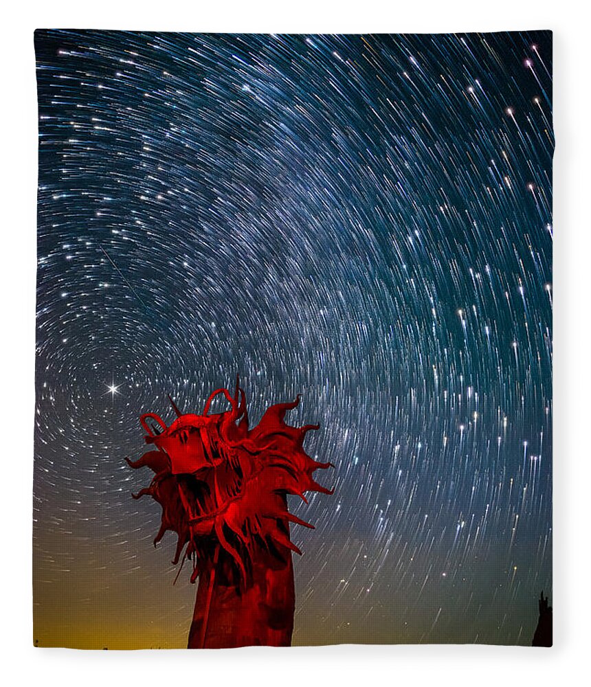 Startrails Fleece Blanket featuring the photograph Dance of the Star Serpent by Tassanee Angiolillo