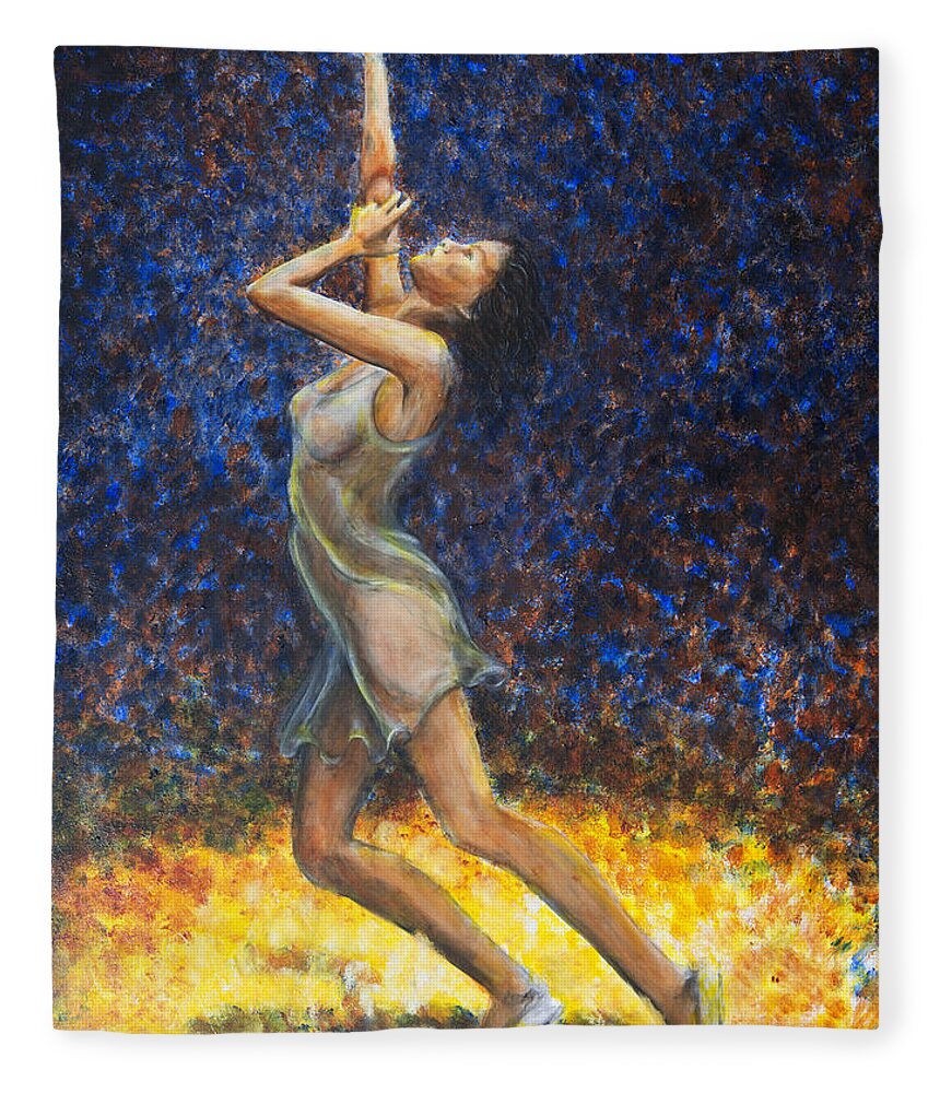 Dancer Fleece Blanket featuring the painting Dancer X by Nik Helbig