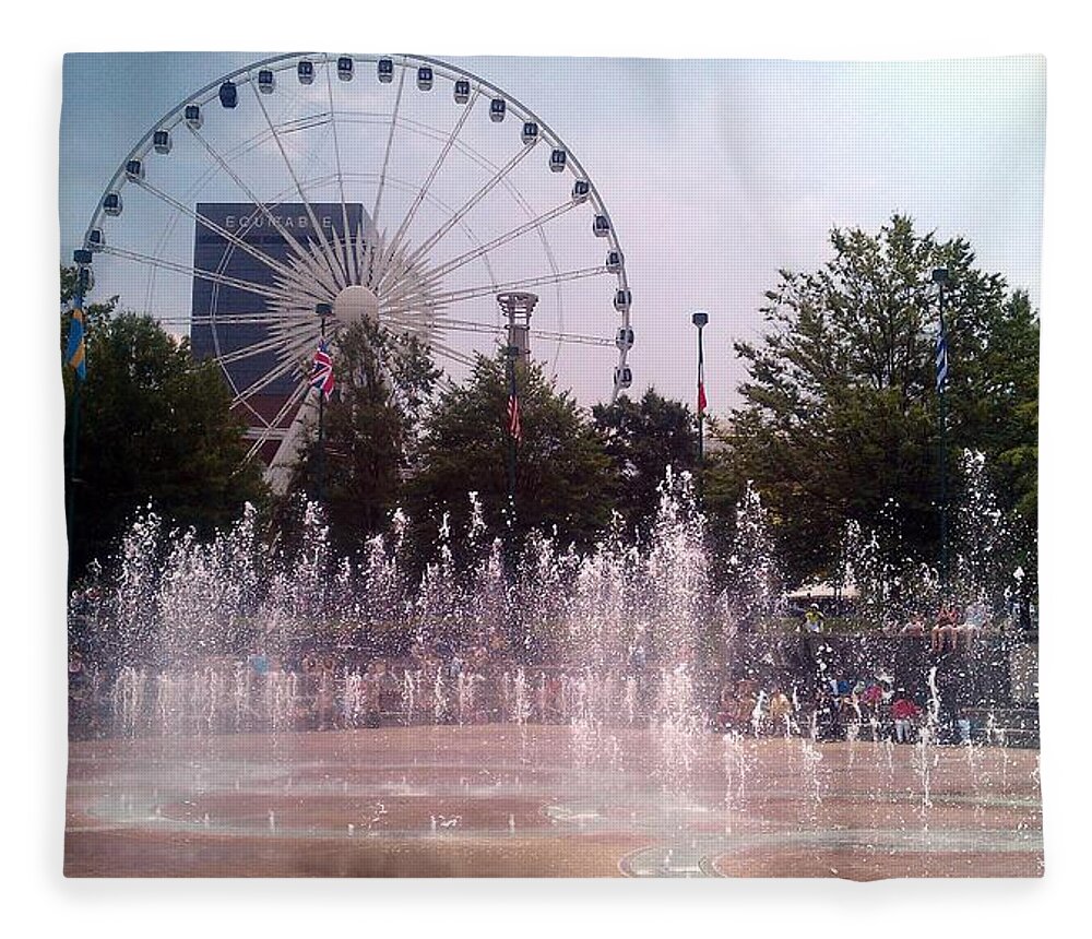 Centennial Park Atlanta Fleece Blanket featuring the photograph Dancing Fountains by Kenny Glover