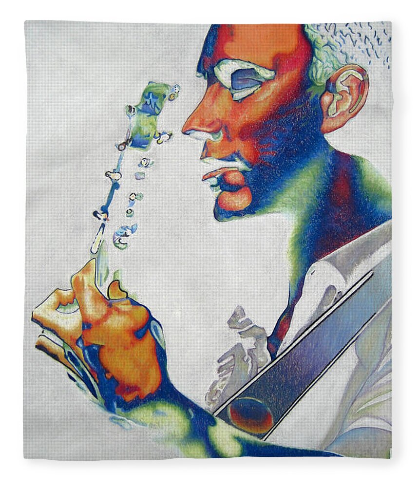Dave Matthews Fleece Blanket featuring the drawing Dave Matthews Colorful by Joshua Morton