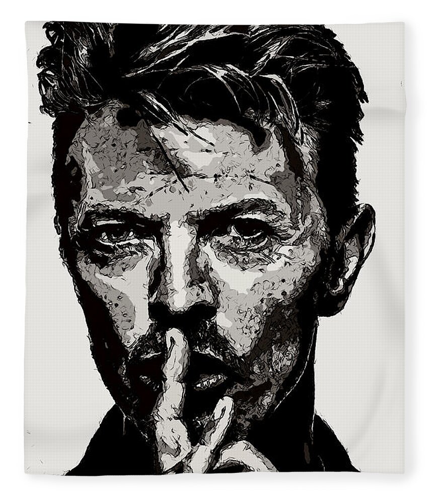 David Bowie Fleece Blanket featuring the photograph David Bowie - Pencil by Doc Braham