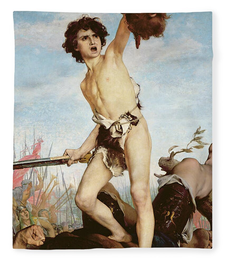 Old Testament Fleece Blanket featuring the painting David Victorious Over Goliath by Gabriel Joseph Marie Augustin Ferrier