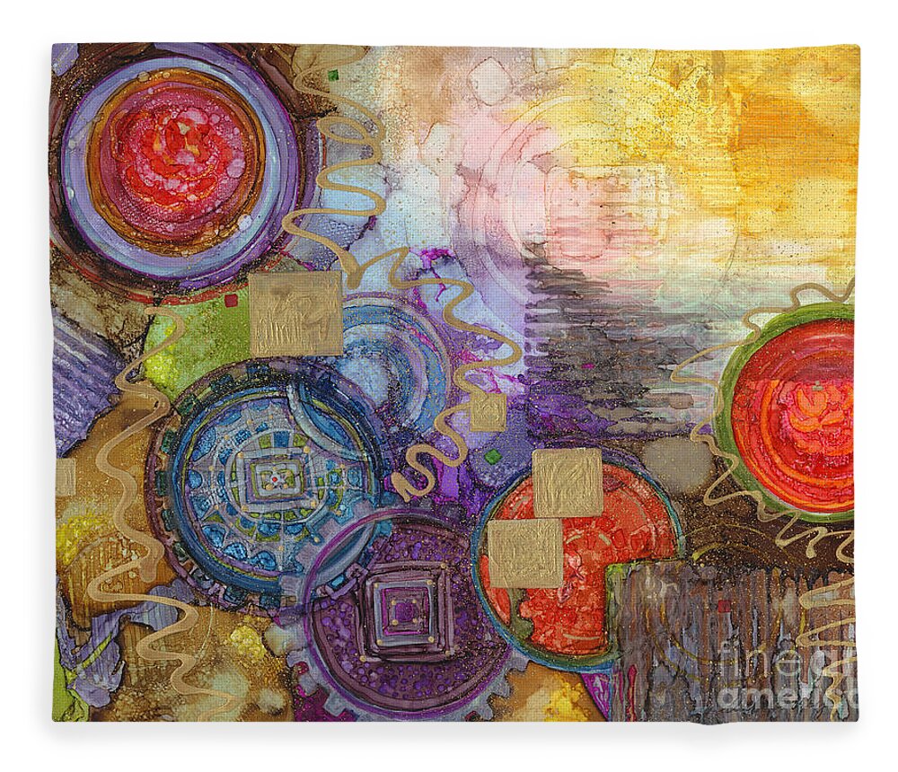 Abstract Fleece Blanket featuring the painting Dawn Breaks by Vicki Baun Barry