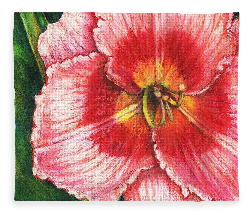 Daylily Fleece Blanket featuring the painting Daylily Delight by Shana Rowe Jackson