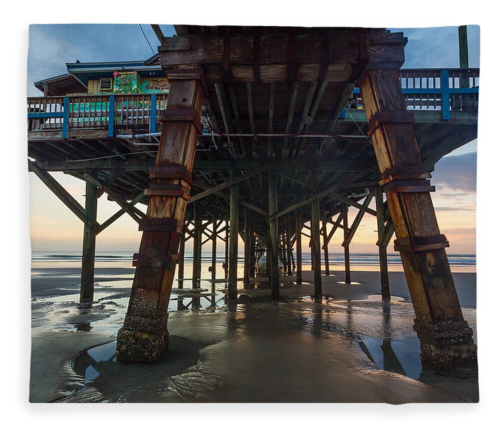 Atlantic Ocean Fleece Blanket featuring the photograph Daytona Beach Shores Pier by Stefan Mazzola