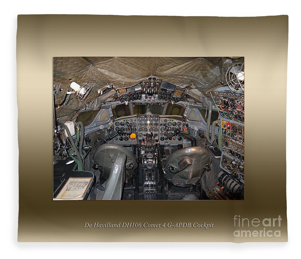 De Havilland Fleece Blanket featuring the photograph De Havilland DH106 Comet 4 G-APDB Cockpit by Vintage Collectables