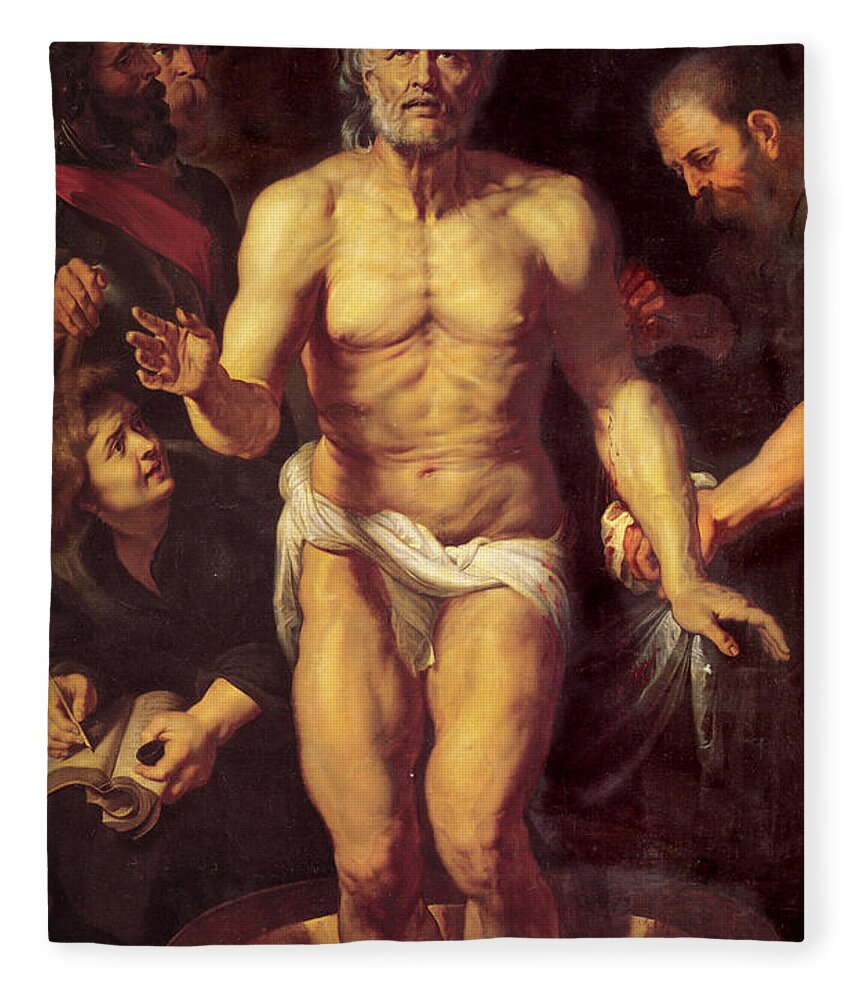 Death Of Seneca Fleece Blanket featuring the painting Death of Seneca by Peter Paul Rubens