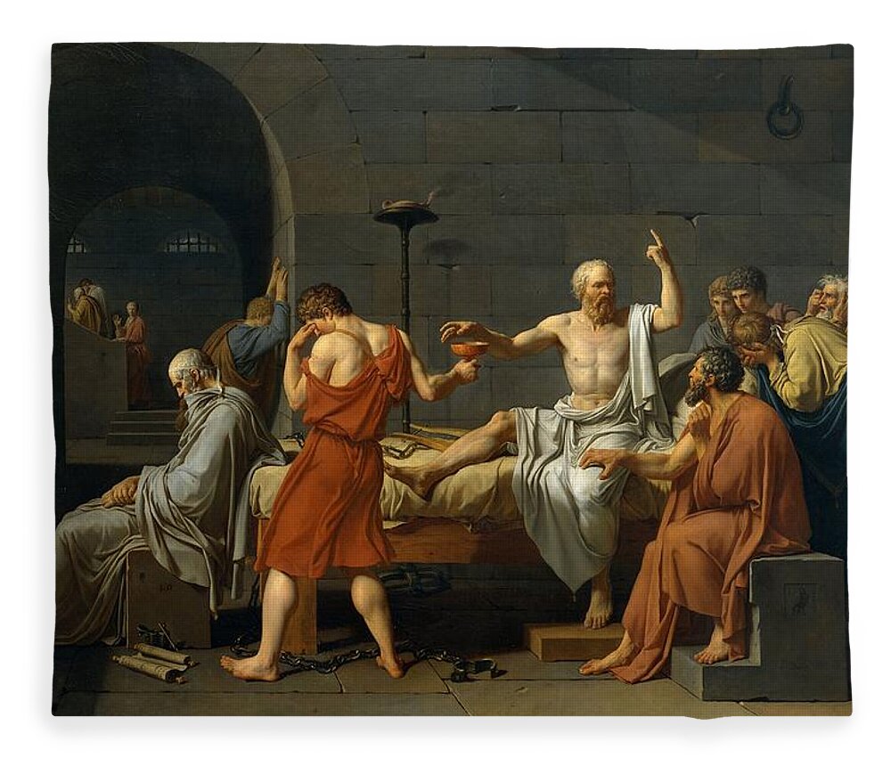 Death Fleece Blanket featuring the painting Death of Socrates by Jacques Louis David