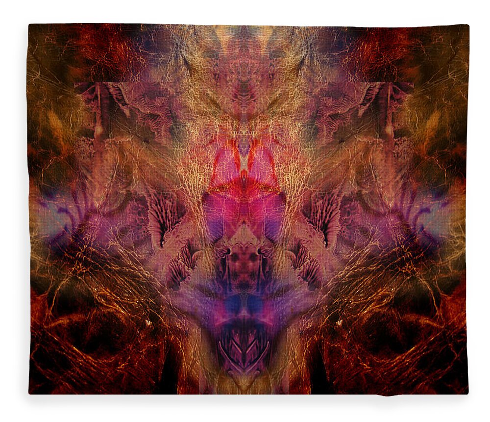 Digital Fleece Blanket featuring the digital art Decalcomaniac Mirror by Otto Rapp