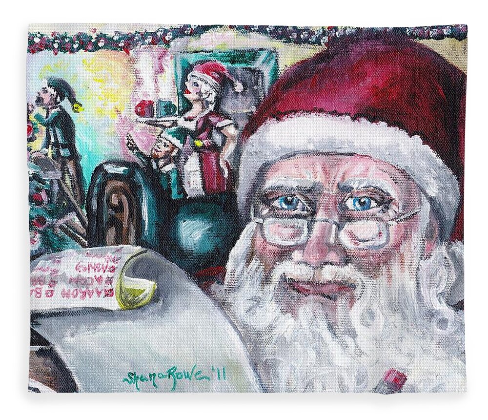 Christmas Fleece Blanket featuring the painting December by Shana Rowe Jackson