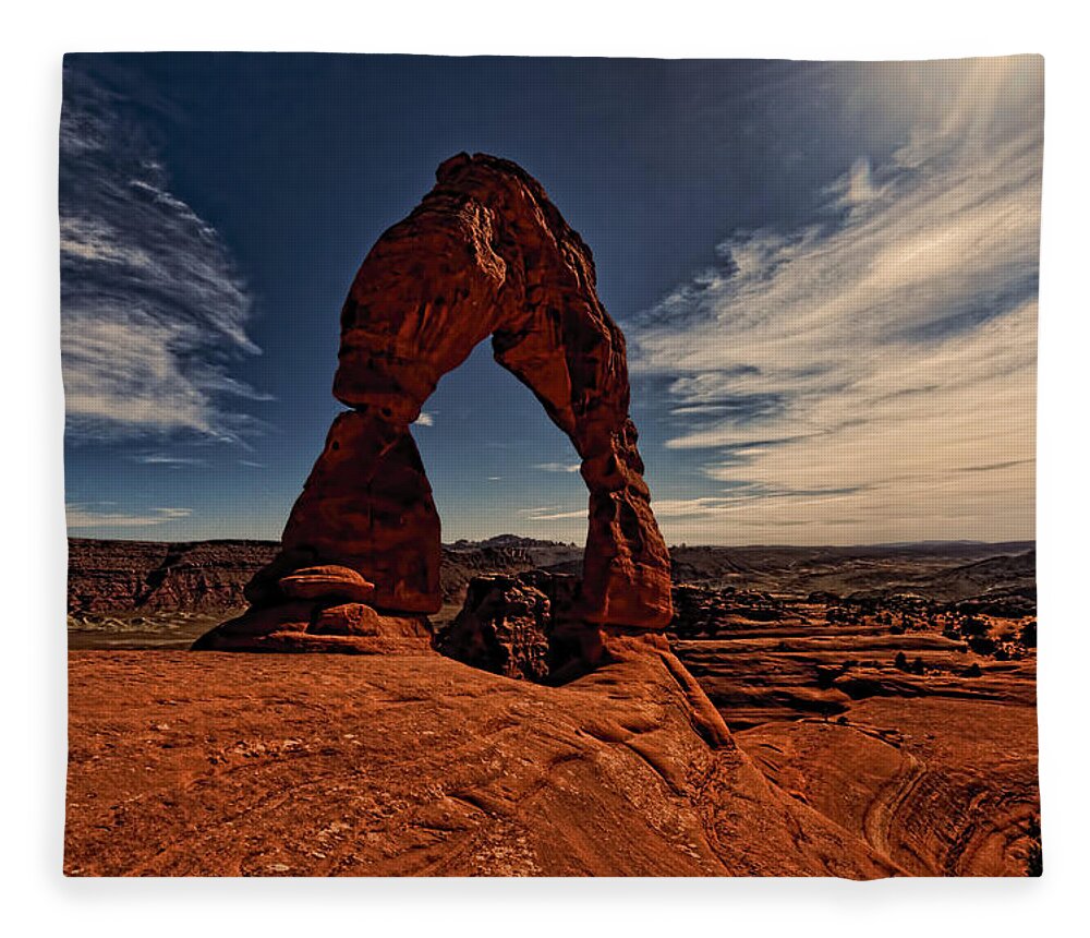 Delicate Arch Fleece Blanket featuring the photograph Delicate Arch Afternoon Glow by Jonathan Davison
