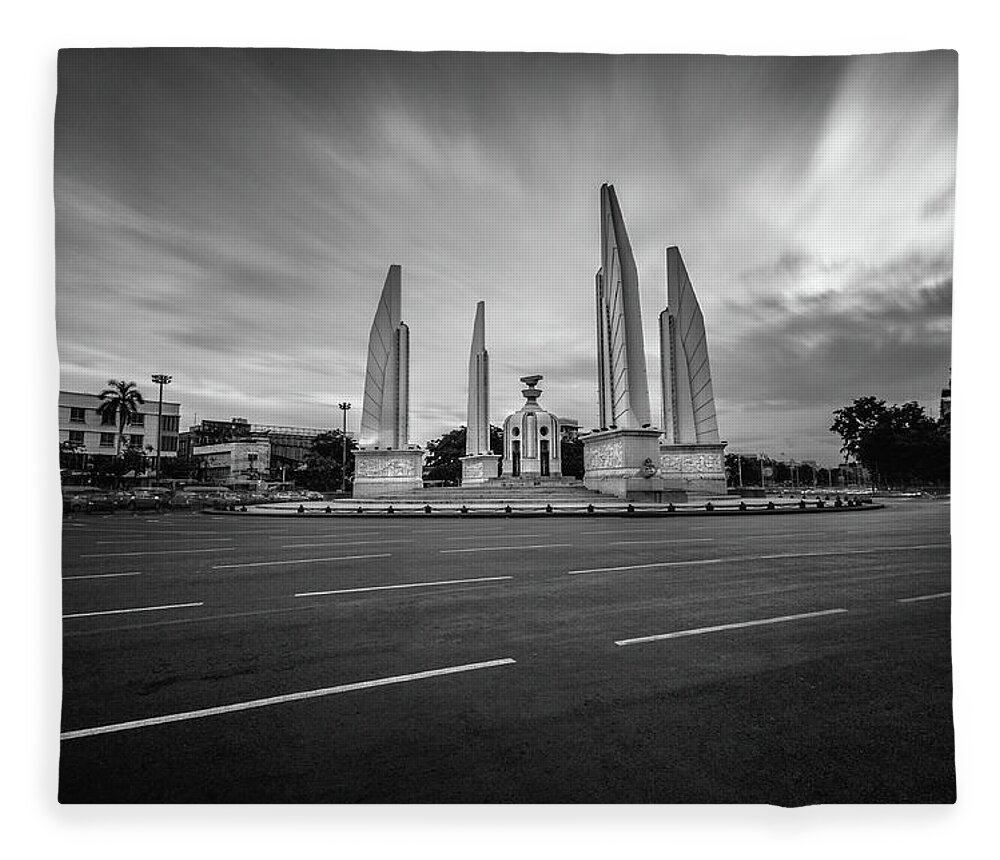 Outdoors Fleece Blanket featuring the photograph Democracy Monument by Weerakarn Satitniramai