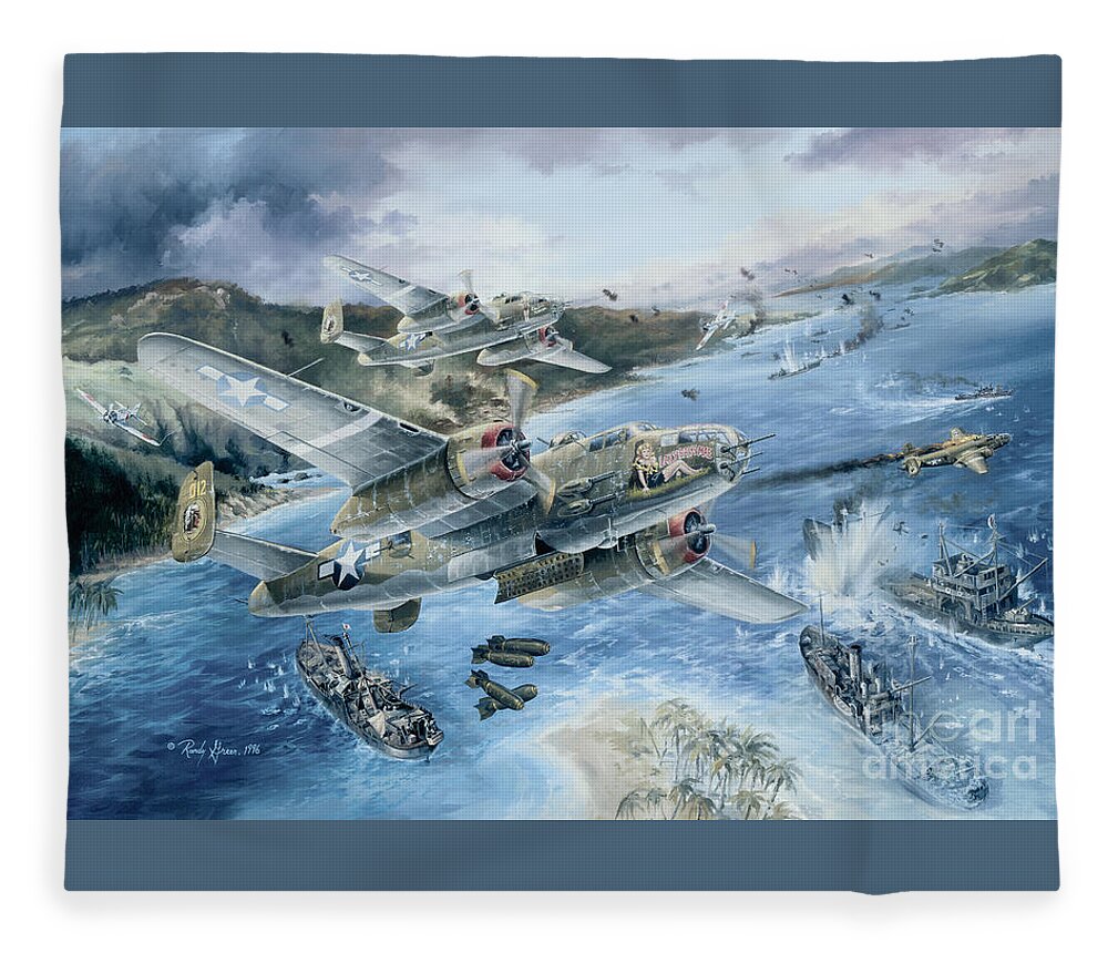 Aviation Art Fleece Blanket featuring the painting Derailing The Tokyo Express by Randy Green