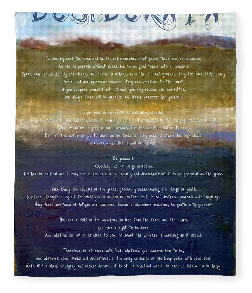 Desiderata Fleece Blanket featuring the painting Desiderata lll by Michelle Calkins
