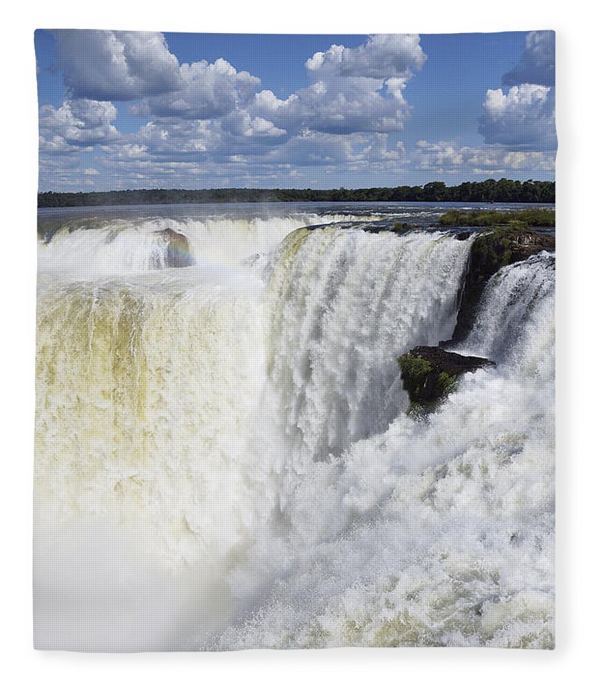 534257 Fleece Blanket featuring the photograph Devils Throat At Iguacu Falls Argentina by Hiroya Minakuchi