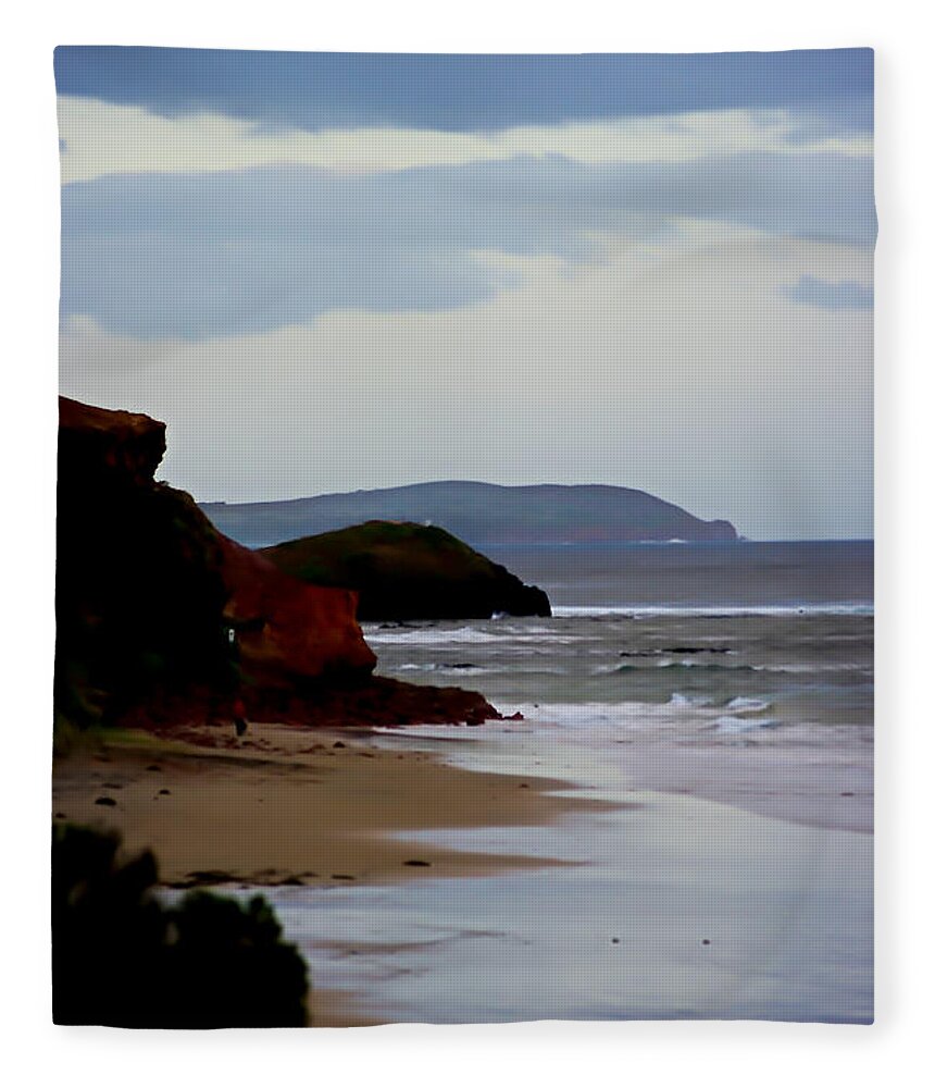 Blair Stuart Fleece Blanket featuring the digital art Digital painting of Smiths Beach by Blair Stuart