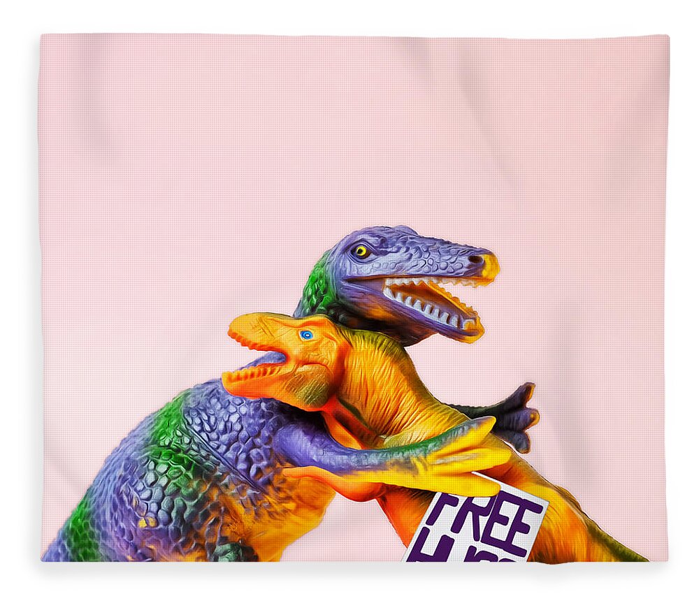Fun Fleece Blanket featuring the photograph Dinosaurs Hugging by Juj Winn