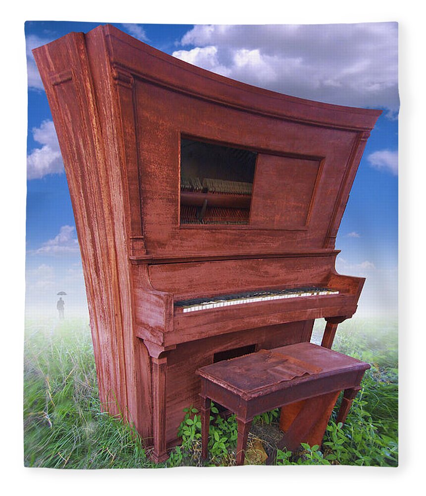 Distorted Upright Piano Fleece Blanket featuring the photograph Distorted Upright Piano by Mike McGlothlen