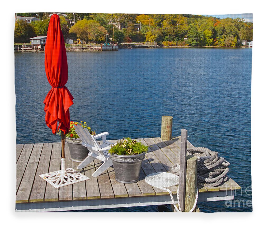 Watkins Glen Fleece Blanket featuring the photograph Dock by the Bay by William Norton