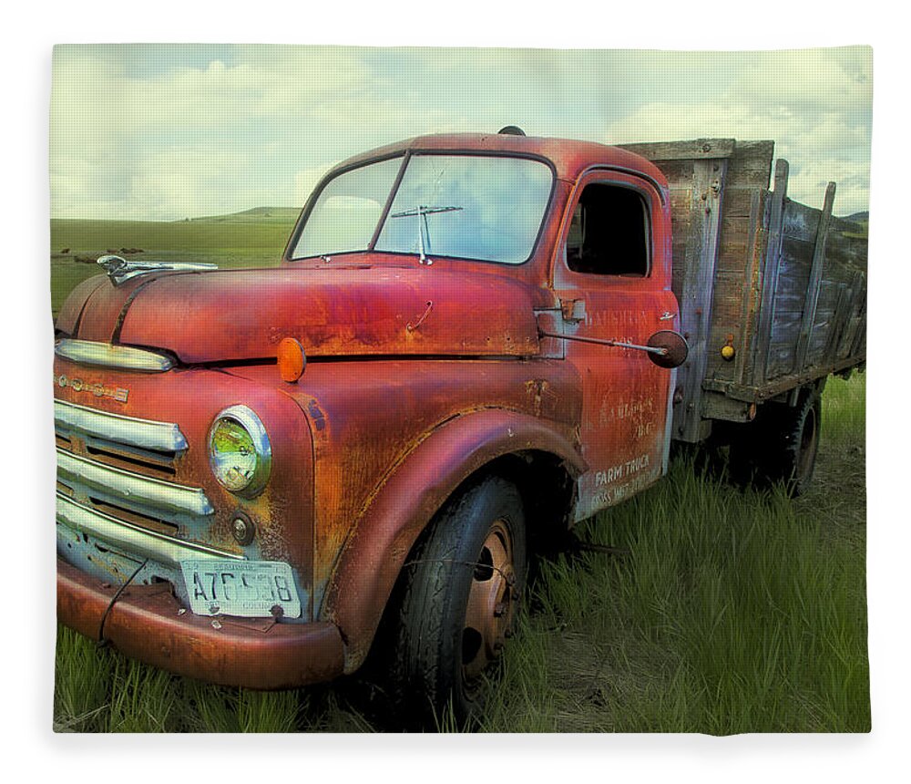Old Truck Fleece Blanket featuring the photograph Dodge Farm Truck by Theresa Tahara