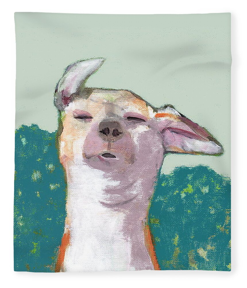 Dog Fleece Blanket featuring the painting Dog in Wind by Kazumi Whitemoon