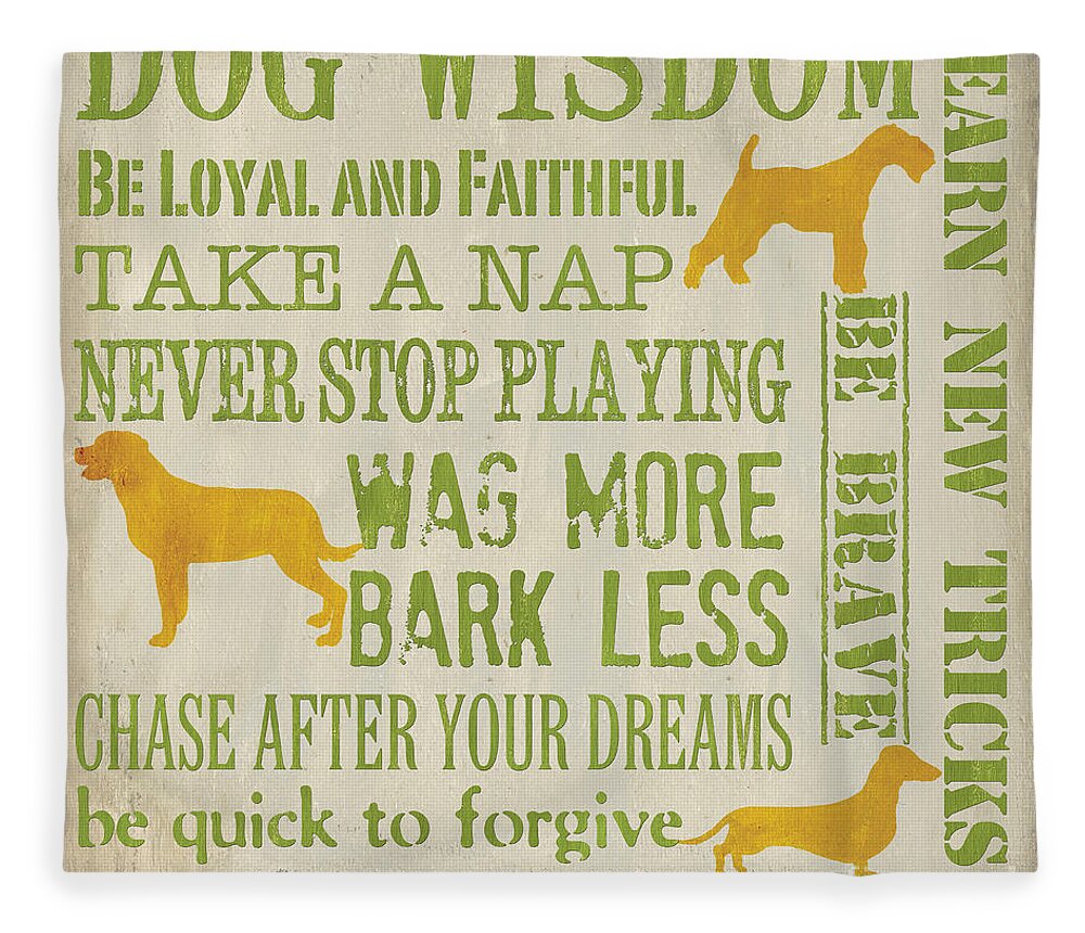 Dog Fleece Blanket featuring the painting Dog Wisdom by Debbie DeWitt