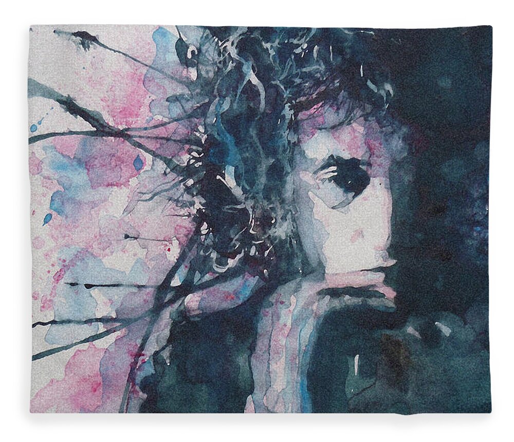 Bob Dylan Fleece Blanket featuring the painting Don't Think Twice It's Alright by Paul Lovering