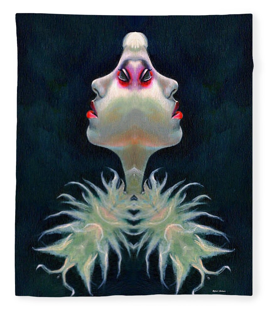 Double Faced Fleece Blanket featuring the digital art Double Faced by Rafael Salazar