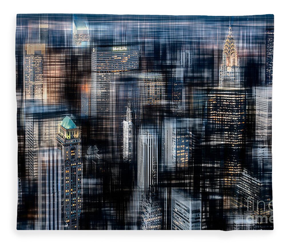 Nyc Fleece Blanket featuring the photograph Downtown at night by Hannes Cmarits