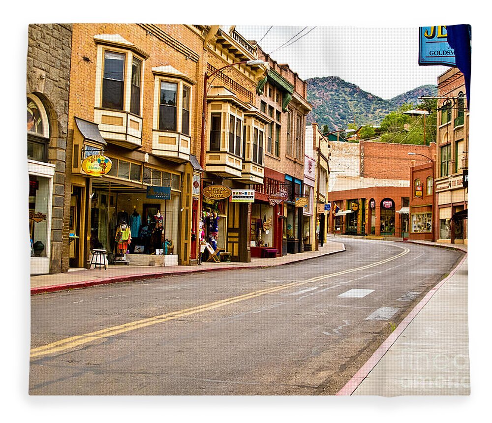 Bisbee Arizona Fleece Blanket featuring the photograph Downtown Bisbee by Kelly Holm