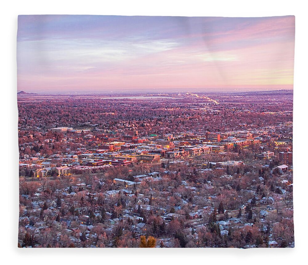 Boulder Colorado Fleece Blanket featuring the photograph Downtown Boulder Colorado Morning View by James BO Insogna