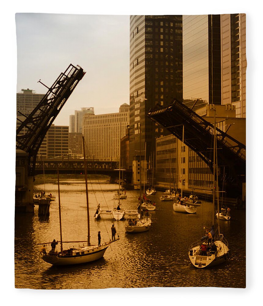 Miguel Fleece Blanket featuring the photograph Downtown Chicago by Miguel Winterpacht