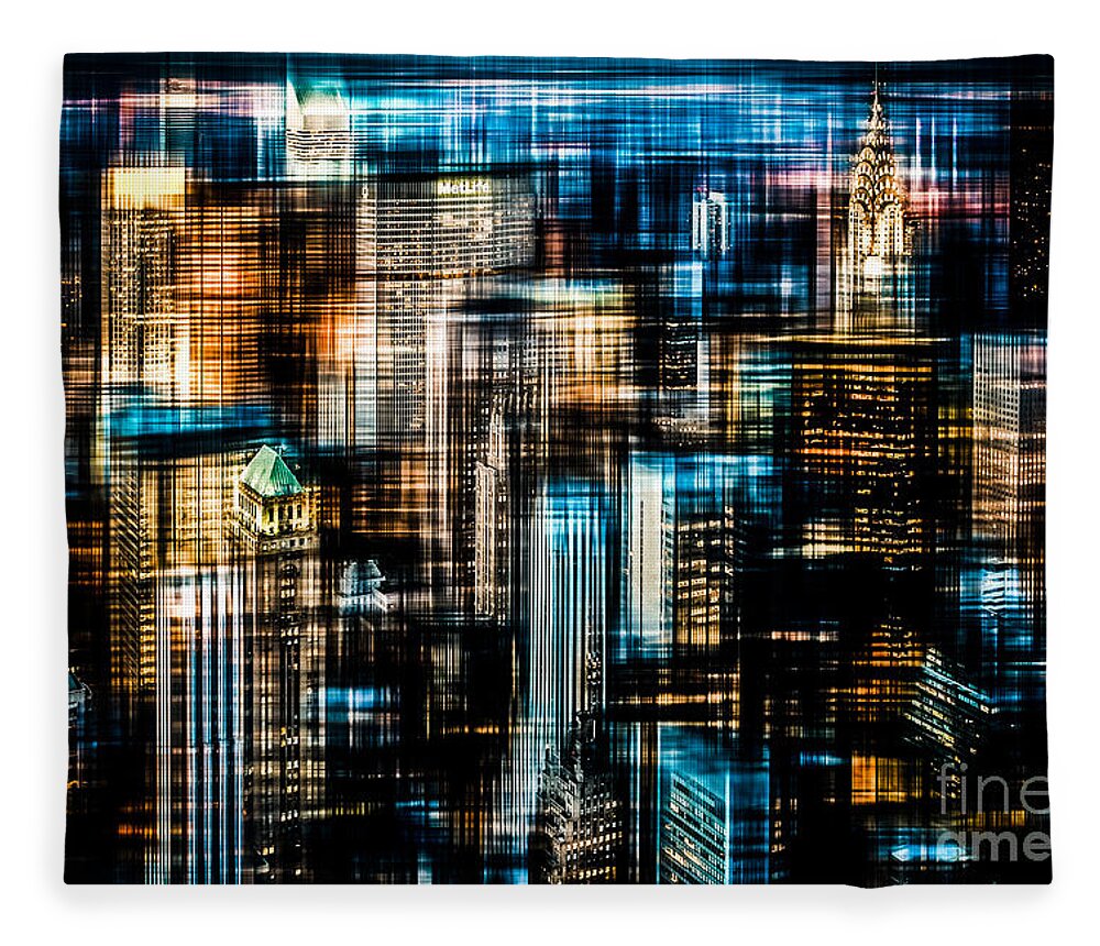 Nyc Fleece Blanket featuring the photograph Downtown II - dark by Hannes Cmarits