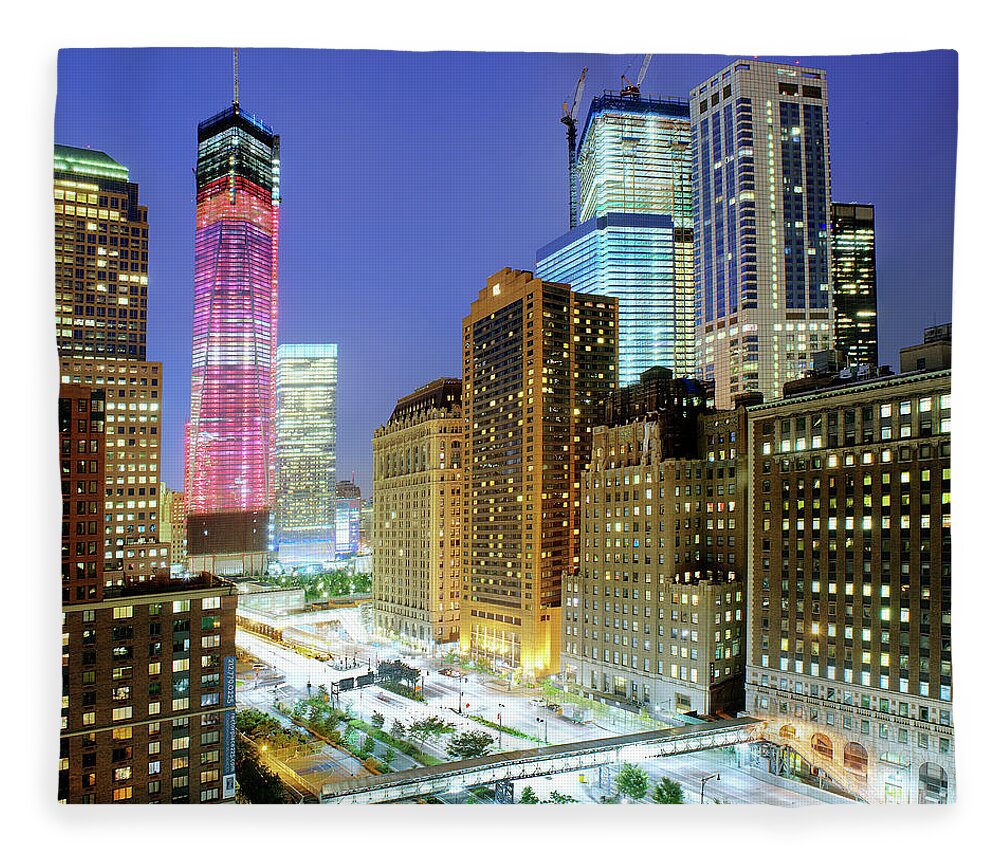 Downtown District Fleece Blanket featuring the photograph Downtown Manhattan by Tony Shi Photography