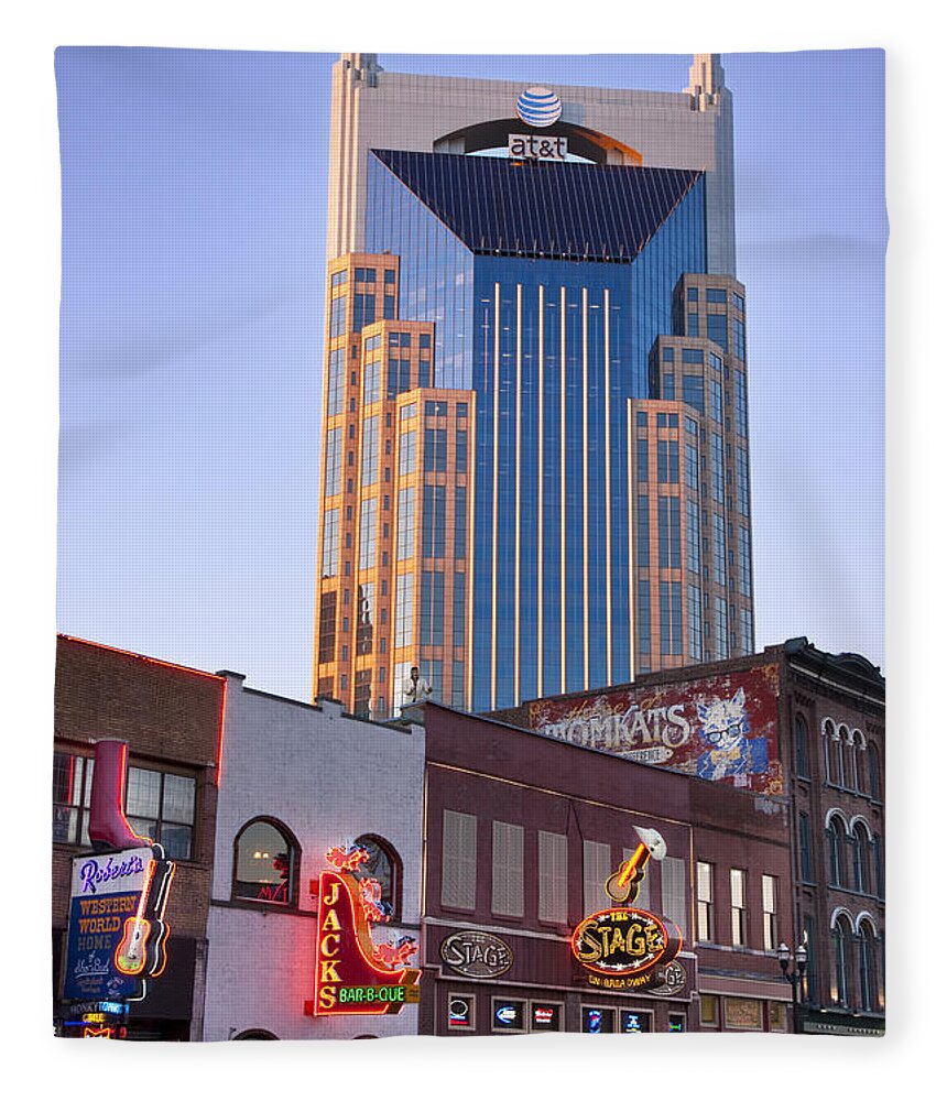 At&t Fleece Blanket featuring the photograph Downtown Nashville by Brian Jannsen